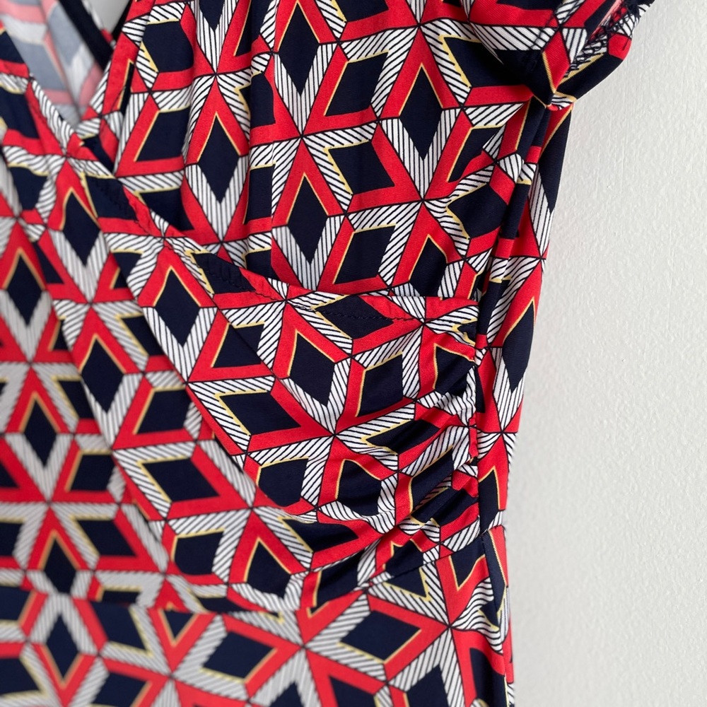 Geometric faux wrap dress